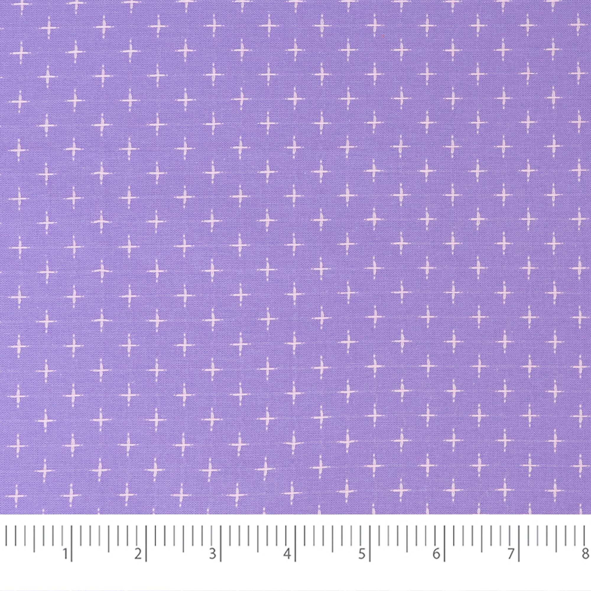 SINGER Purple Embroidery Print Ringspun Cotton Fabric